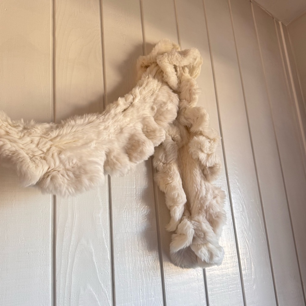 Lord & Taylor Cream Rabit Fur Scarf